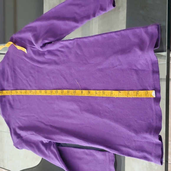 Michael Stars Purple 100% cotton 3/4 sleeve high collar top - Picture 5 of 6